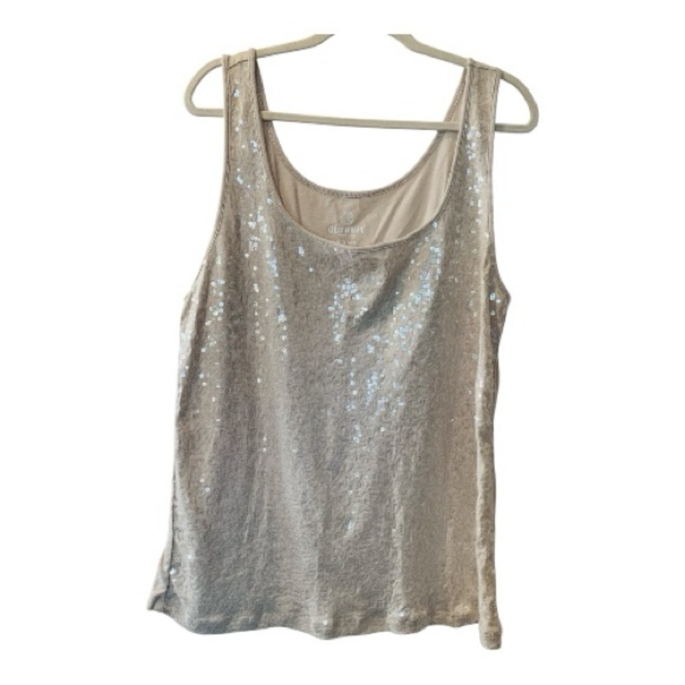 OLD NAVY Women’s Tan Shimmering Sequin Tank Top XXL - Picture 1 of 11
